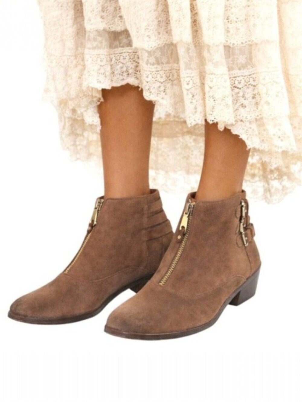 Rebecca Minkoff Alex Brown Suede Triple Buckle Ankle Boots Size 6